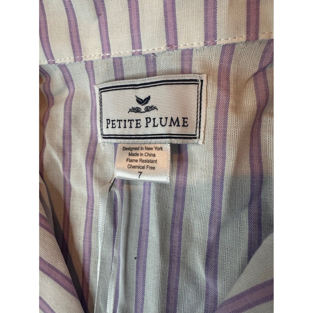 Petite Plume Girls Lavender Stripe Pajama Set Kids Size 7 Purple French Ticking - Picture 7 of 8